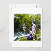 Geisha die Eenden in Park Old Japan kijkt Briefkaart (Voorkant / Achterkant)