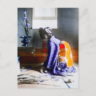 Geisha die Flowers  oud Japan schikt Briefkaart