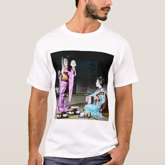 Geisha die klassieke noh dansen T-shirt (Voorkant)