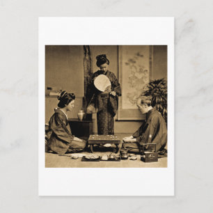 Geisha die Master speelt bij het spel van Go 囲 Briefkaart