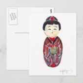 geisha doll postcard briefkaart (Voorkant / Achterkant)