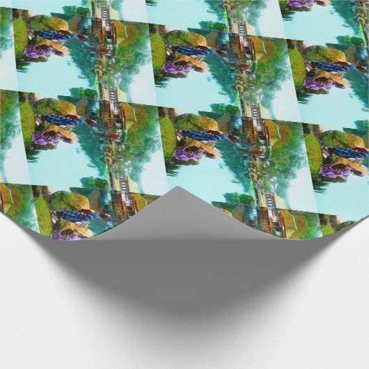 Geisha door Pond in Hikone Park Japans Cadeaupapier (Hoek)