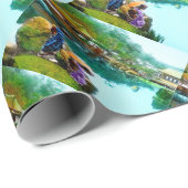 Geisha door Pond in Hikone Park Japans Cadeaupapier (Rol Hoek)