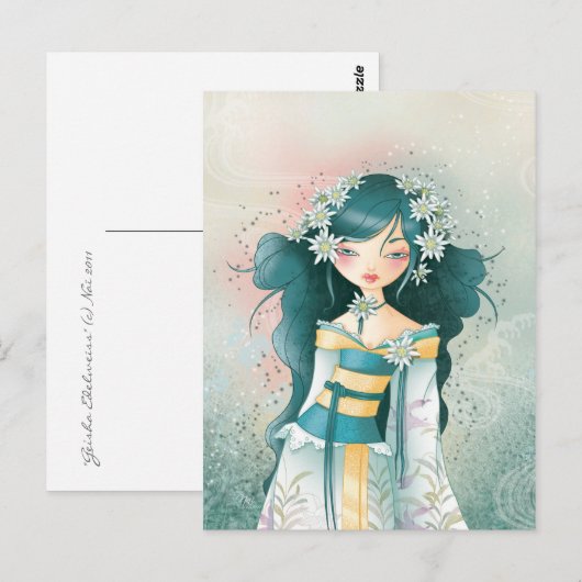 Geisha Edelweïss Briefkaart (Voorkant / Achterkant)