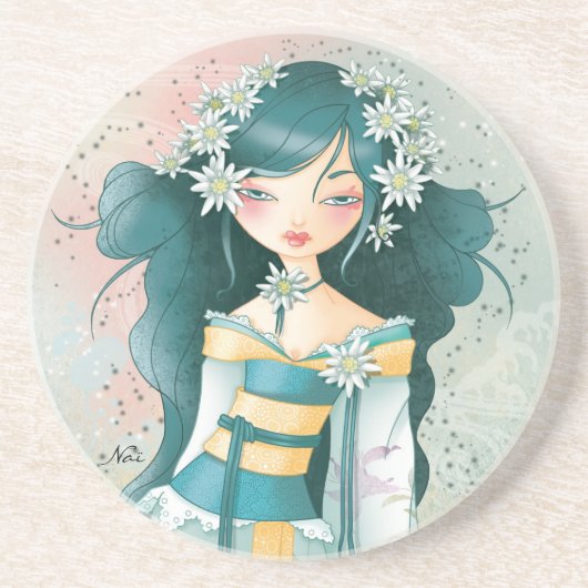 Geisha Edelweiss Zandsteen Onderzetter (Voorkant)