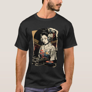 Geisha Edm DJ Japans Kimono Vaporwave Esthetisch T-shirt