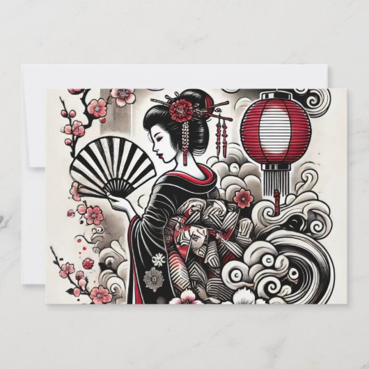 Geisha Elegance Flat Holiday Kaart (Voorkant)