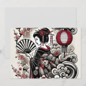 Geisha Elegance Flat Holiday Kaart (Voorkant / Achterkant)