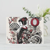 Geisha Elegance Flat Holiday Kaart (Staand voorkant)
