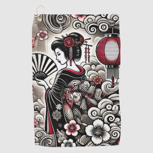 Geisha Elegance golfhanddoek (Voorkant)
