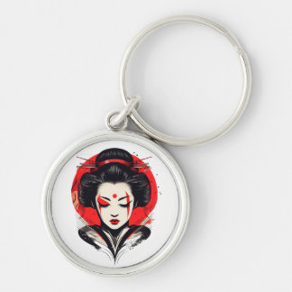 Geisha elegantie: rood en zwart schoonheid sleutelhanger