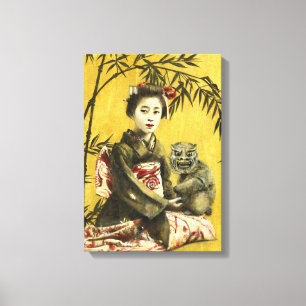  Geisha- en Bamboevormcanvas Canvas Afdruk