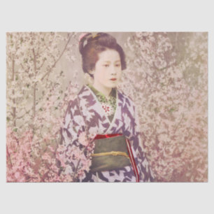 Geisha en Cherry Blossom Tissuepapier