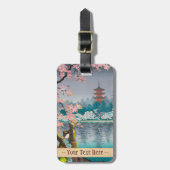 Geisha en Cherry Tree, Ueno Park japanese omgeving Bagagelabel (Voorkant verticaal)