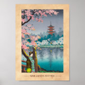 Geisha en Cherry Tree, Ueno Park japanese omgeving Poster (Voorkant)