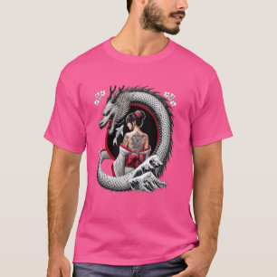Geisha en draken tatoeagekunst t-shirt
