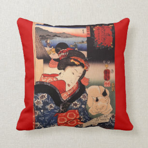 Geisha en haar kat gooien kussen