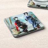 Geisha en haar Maiko 芸 舞 oud Japan Bier Onderzetter (Linkerzijde)