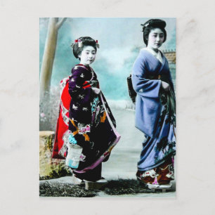  Geisha en haar Maiko 芸 舞 oud Japan Briefkaart