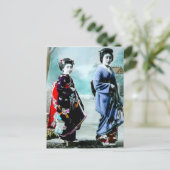 Geisha en haar Maiko 芸 舞 oud Japan Briefkaart (Staand voorkant)