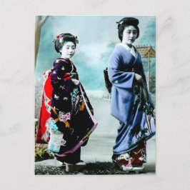  Geisha en haar Maiko 芸 舞 oud Japan Briefkaart