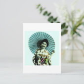  Geisha en haar Parasol Old Japan Briefkaart (Staand voorkant)