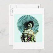  Geisha en haar Parasol Old Japan Briefkaart (Voorkant / Achterkant)
