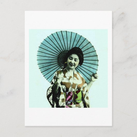 Geisha en haar Parasol Old Japan Briefkaart (Voorkant)