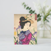 Geisha en Irises Japans Woodblock Art Ukiyo-e Briefkaart (Staand voorkant)