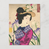 Geisha en Irises Japans Woodblock Art Ukiyo-e Briefkaart (Voorkant)