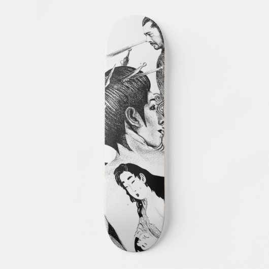 Geisha en Samurai Persoonlijk Skateboard (Voorkant)