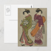Geisha en Servant Japanse kunst Briefkaart (Voorkant / Achterkant)
