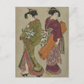 Geisha en Servant Japanse kunst Briefkaart (Voorkant)