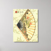 Geisha Fan met bladeren en afdruk van hout Canvas Afdruk (Voorkant)