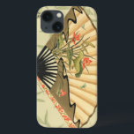 Geisha Fan met bladeren en afdruk van hout Case-Mate iPhone Case<br><div class="desc">Deze prachtige afdruk heeft een geisha-ventilator die opvallend is tegen een achtergrond van drijvende bladeren. De ventilator heeft er ook een mooi en stijlvol bloemontwerp op. Ventilatoren van Aziatische kunst zouden dit aan hun collectie moeten toevoegen!</div>