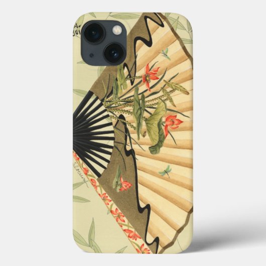 Geisha Fan met bladeren en afdruk van hout Case-Mate iPhone Case (Achterkant)
