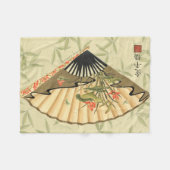Geisha Fan met bladeren en afdruk van hout Fleece Deken (Voorkant (Horizontaal))