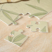 Geisha Fan met bladeren en afdruk van hout Legpuzzel (Zijkant)