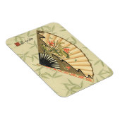 Geisha Fan met bladeren en afdruk van hout Magneet (Rechterzijde)