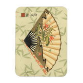 Geisha Fan met bladeren en afdruk van hout Magneet (Verticaal)