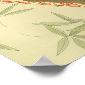 Geisha Fan met bladeren en afdruk van hout Poster (Hoek)