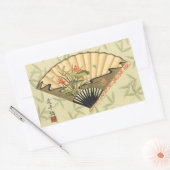 Geisha Fan met bladeren en afdruk van hout Rechthoekige Sticker (Envelop)
