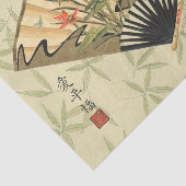 Geisha Fan met bladeren en afdruk van hout Tissuepapier (Detail)