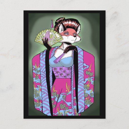 Geisha Fox Briefkaart (Voorkant)