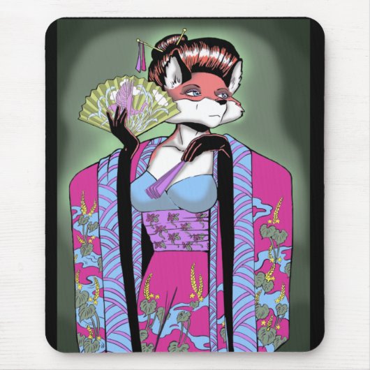 Geisha Fox Mousepad Muismat (Voorkant)