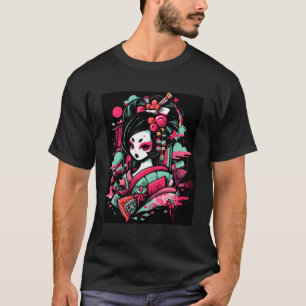 Geisha-geïnspireerd grafisch T-shirt Een vleugje v