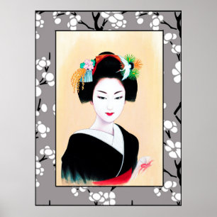 Geisha Girl Blossom Poster