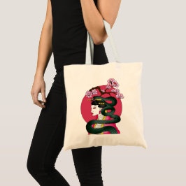 Geisha girl en serpent tote bag