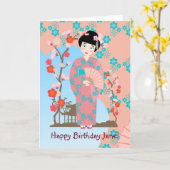 Geisha girl feestje kaart (Gele Bloem)