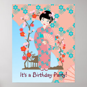 Geisha girl feestje poster